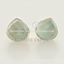 Wholesale Alibaba 925 Sterling Silver Aqua Chalcedony Gemstone Pear Dangle Earrings Jewelry